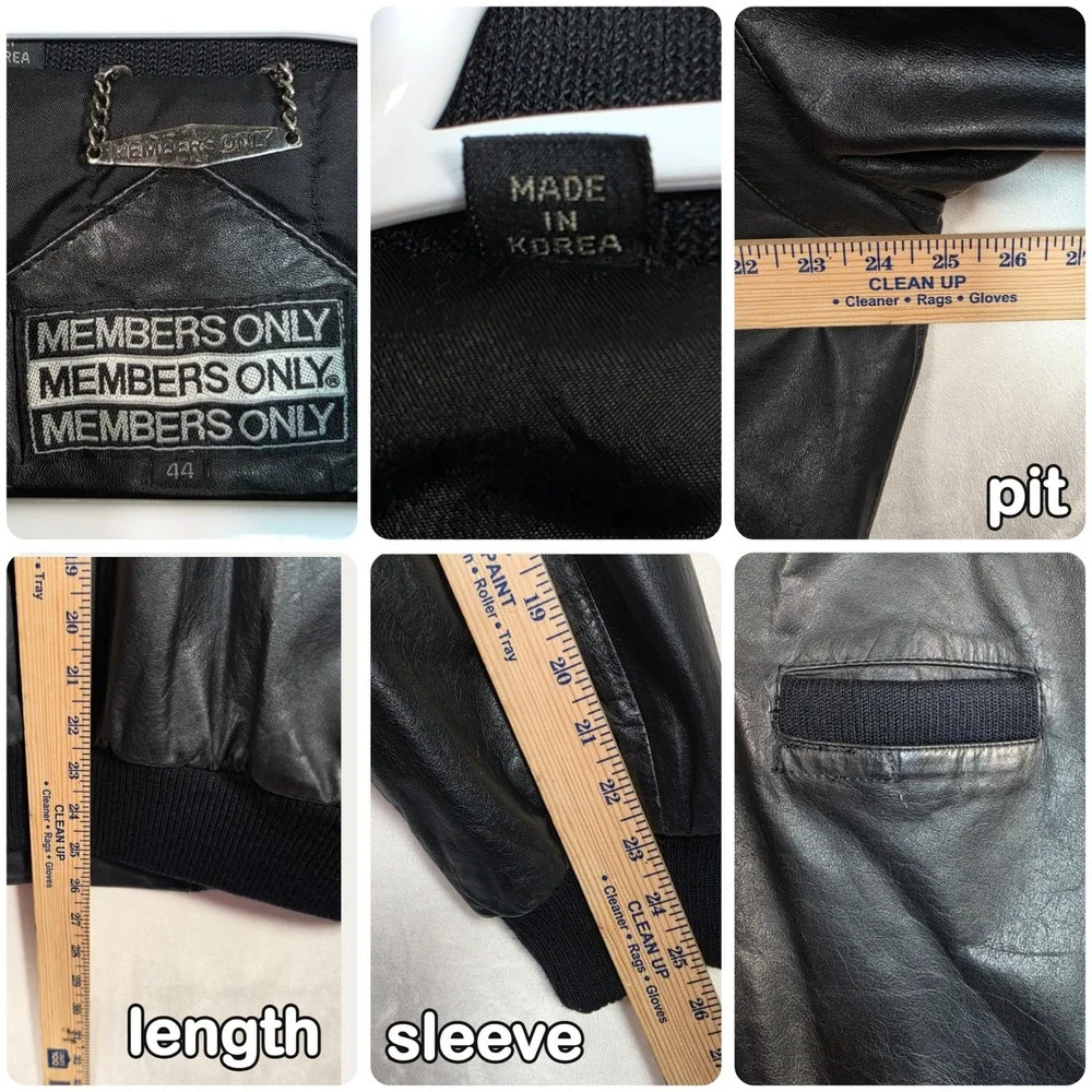 Vintage Members Only Leather Bomber Jacket Men's 44 Black 80s 90s  Quilted Racer